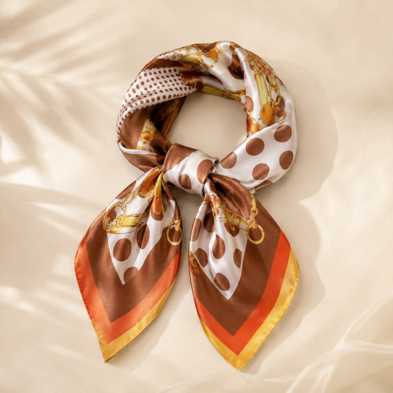 Shall Katror Saten me Print Retro Leopard & Detaje Portokalli