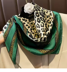 Shall Katror Saten me Print Leopard – Jeshil & Camel