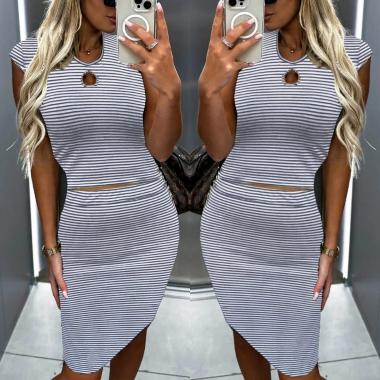 KompletKomplet JanesJANESKomplet Janes vjen me një model vërtet të veçant. Set-2. Fund deri te gjuri, desing me vija dhe Crop. Komod falë materialit me cilësi te lartë.