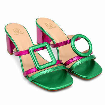 Shapka Givana Jeshile & Fuchsia me Detaje Gjeometrike
