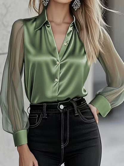 Këmishë Sateni Elegante Antonela's Flavours me Mëngë Tyl