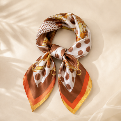 Shall Katror Saten  me Print Retro Leopard & Detaje Portokalli