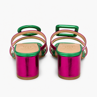 Shapka Givana Jeshile & Fuchsia me Detaje Gjeometrike