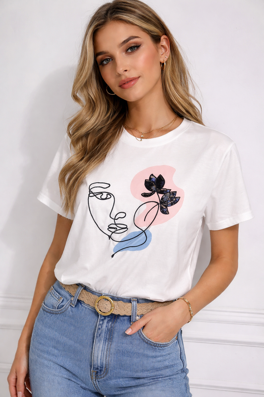 T-Shirt Casual me Print Artistik C&A