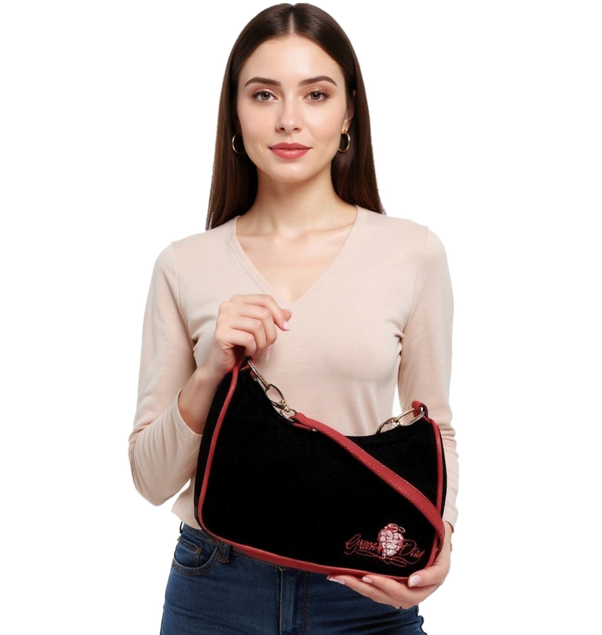 Çantë Green Day për Femra – Shoulder Bag e Zezë me Detaje të Kuqe | 3-Pack