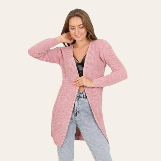 Xhaket (Blaser)Xhaketë e Trikotuar Lonca #LoncaXhaketë e Trikotuar Lonca vjen e hapur dhe pa mbyllje përpara. E përshtatëshme per të gjitha masat e trupit dhe me ngjyrë të ëmbël rozë. 