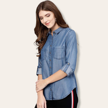 KemisheKëmishë Jeans Blind DateBlind DateKëmishë Jeans Blind Date vjen me një model vërtet të veçant. Elegante dhe me kopsa dhe dy xhepa përpara. Komod falë materialit me cilësi te lartë.