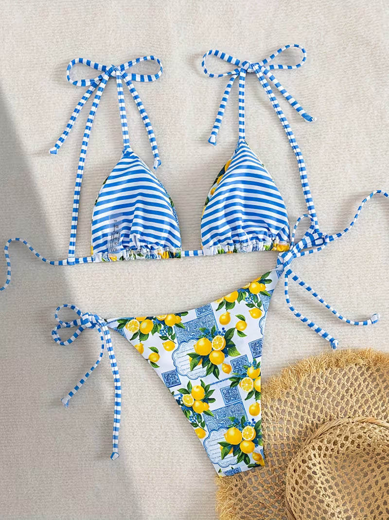 Set Bikini AF Limon me Lidhëse – Rroba Banje Dy-Pjesëshe