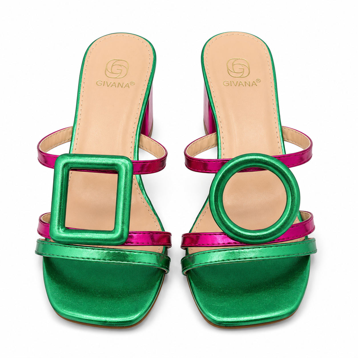 Shapka Givana Jeshile & Fuchsia me Detaje Gjeometrike