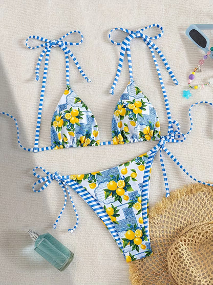 Set Bikini AF Limon me Lidhëse – Rroba Banje Dy-Pjesëshe
